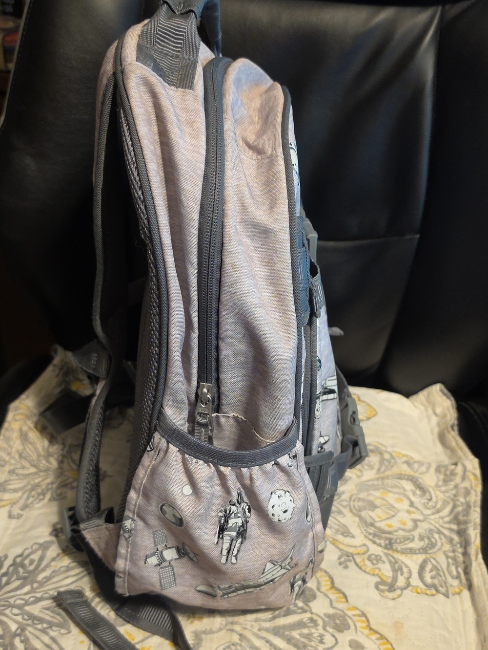 Space Print Backpack in Lavender And Gray - Picture 4 of 7